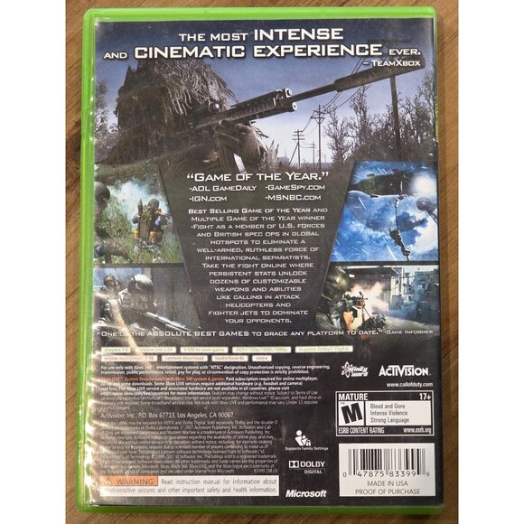 Call of Duty 4 Modern Warfare Game of the Year Edition Xbox 360 Case & Manual - Picture 6 of 6